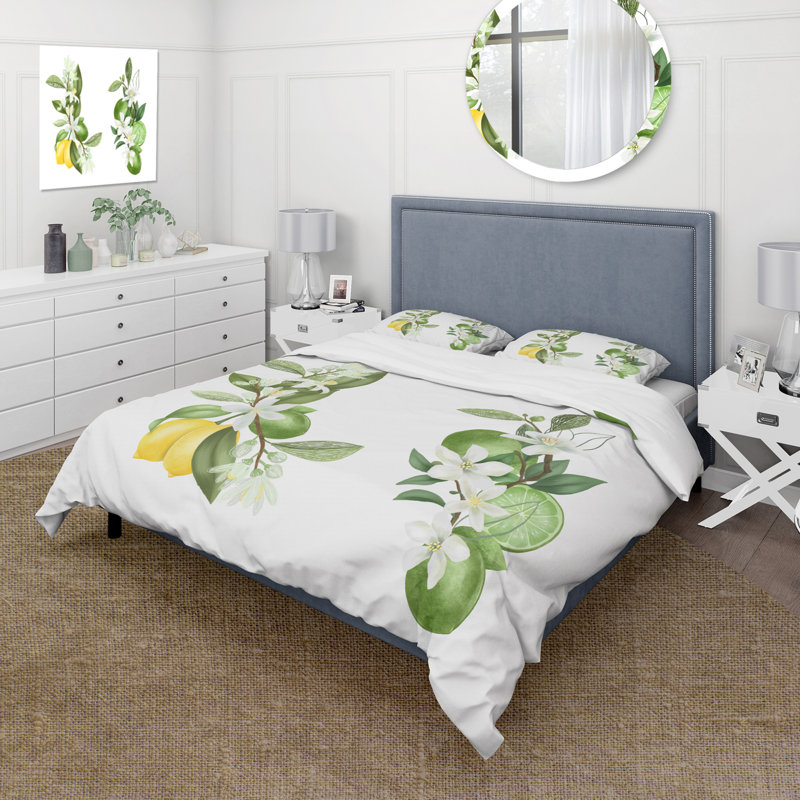 Bouquets de branches de citronnier en fleurs - Ensemble de housse de couette traditionnel - Microfibre de polyester