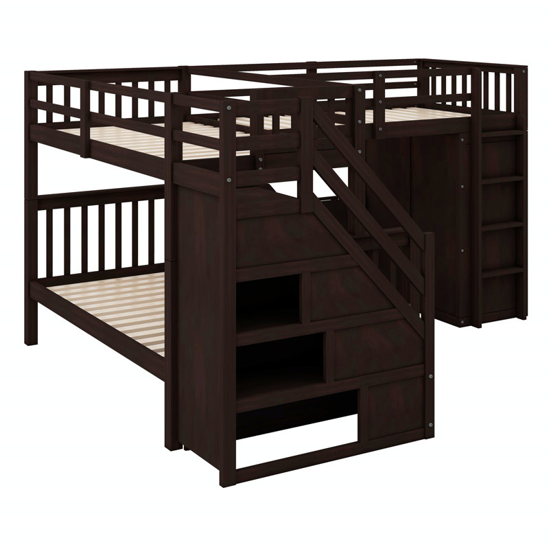 Javarrie Kids Bunk Bed with Drawers, Espresso