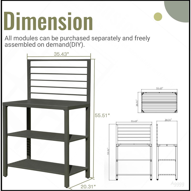 Îlot de cuisine extérieur avec rangement, îlot de cuisine en aluminium avec support de rangement double, centre de bar autoportant avec housse de protection intérieur extérieur
