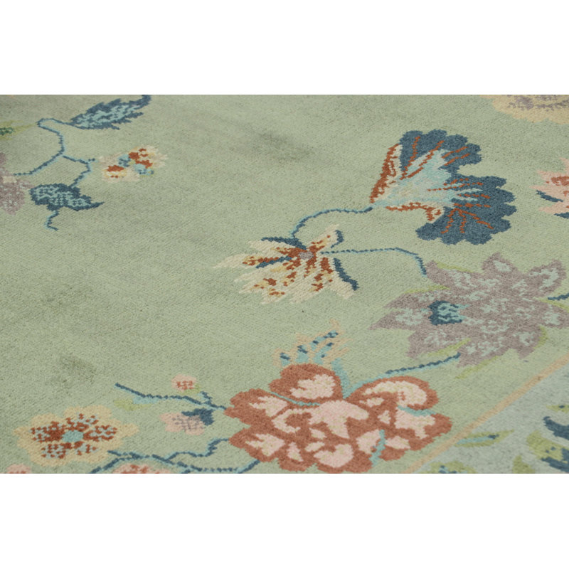 Art Deco Hand Knotted Wool Geometric Area Rug, Rectangle 5' x 7'