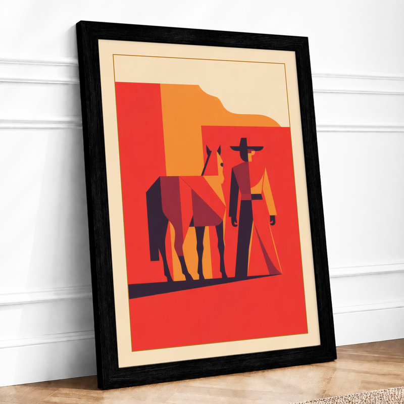Desert Traveller Mid-Century - Framed Print, Black, A3 - 42.0 x 29.7 cm