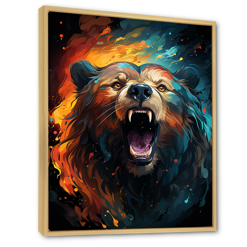 " Expressionist Portrayal Of A Grizzly Bear I ", 44" H x 34" W x 1.5" D, Natural Floater Framed