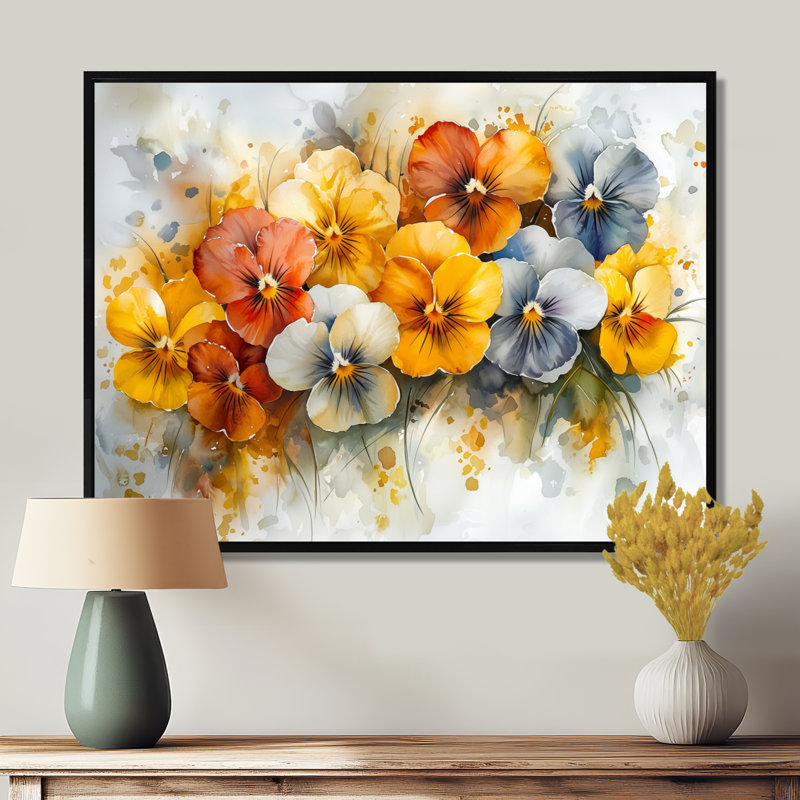 Hutchings - Floral Wall Art, Noir, H 12 po x l 20 po, Impression encadrée flottante