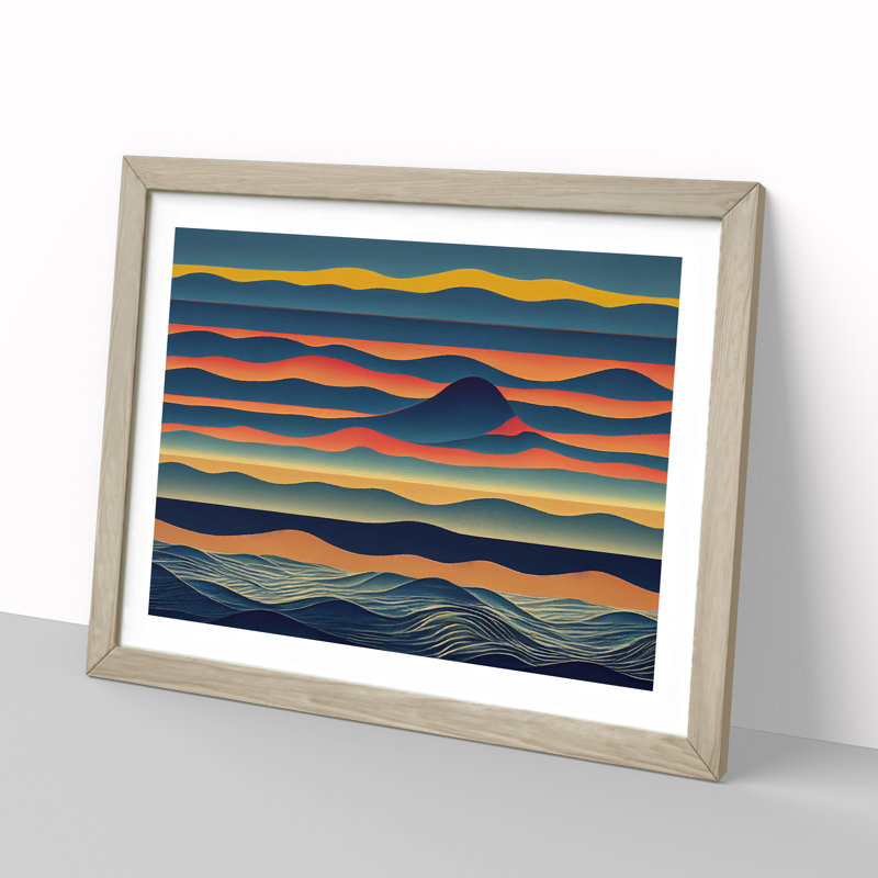 Abstract Mountains - Framed Print, 25cm H x 34cm W x 2cm D, Oak