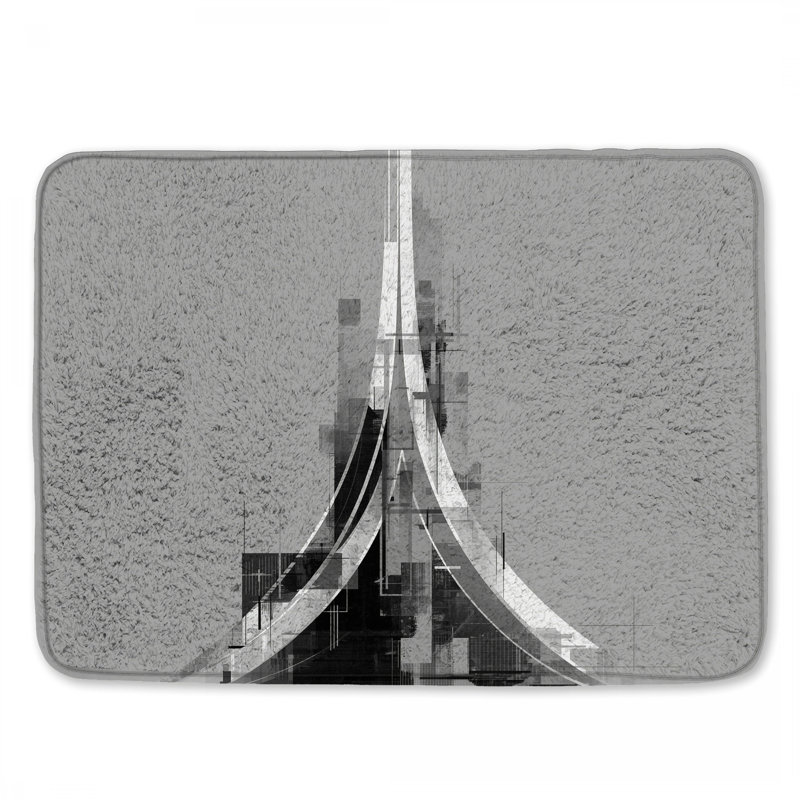 Tapis de bain abstrait à structure architecturale, L 34 po x L 21 po