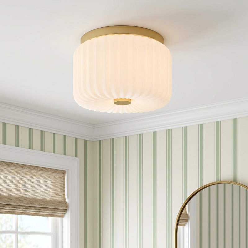 Willa Glass Flush Mount, Aged Brass