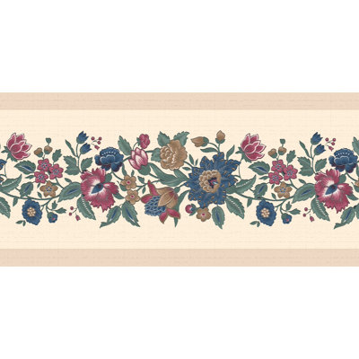 Bordure de papier peint à peindre L 15 pi x l 7 po Flowers on Vines