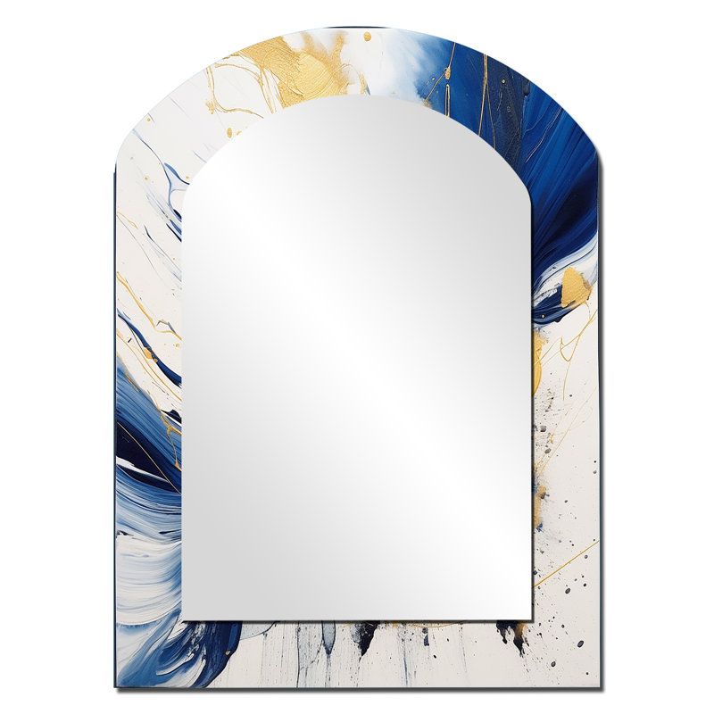Miroir mural Kist bleu foncé et or K, 34 po x 25 po