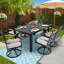 Ensemble de patio moderne 7 pièces - 6 chaises berçantes pivotantes et table rectangulaire - Structure en aluminium résistant aux intempéries