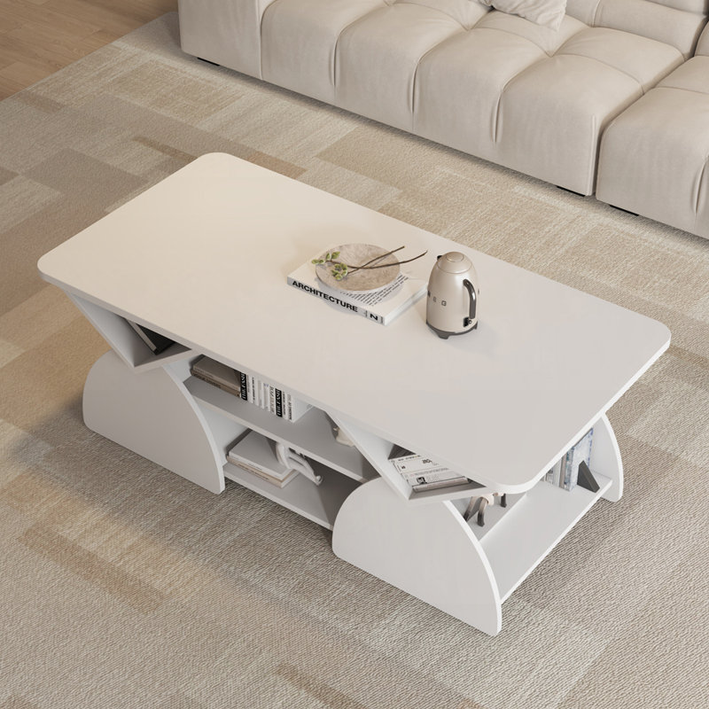 Table basse de coin rectangulaire en bois d'ingénierie, Blanc