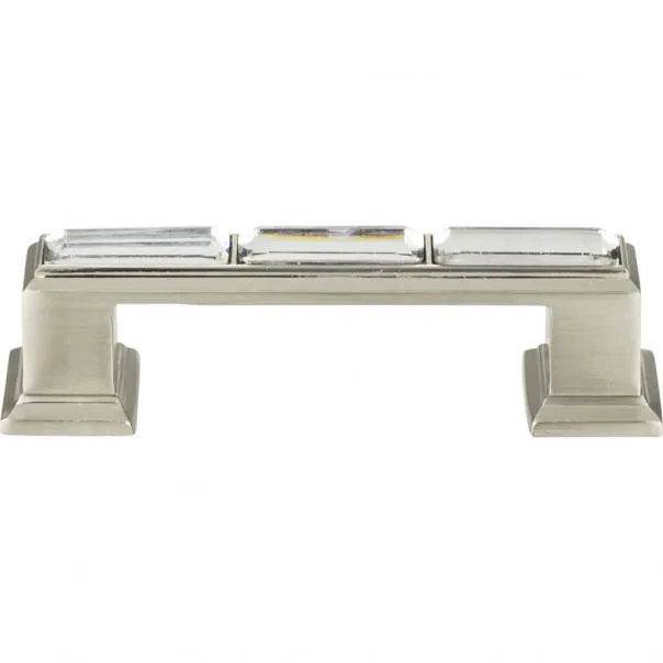 Brushed Nickel Crystal Bar Pull with Mounting Hardware