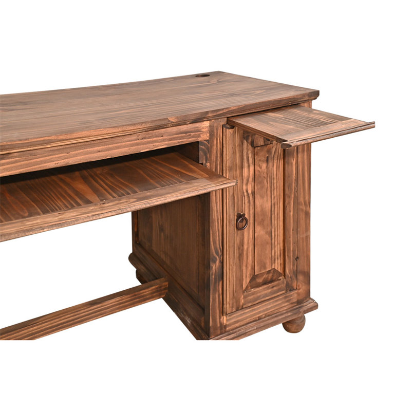 Bureau compact en bois massif (finition moyenne), Dark Brown