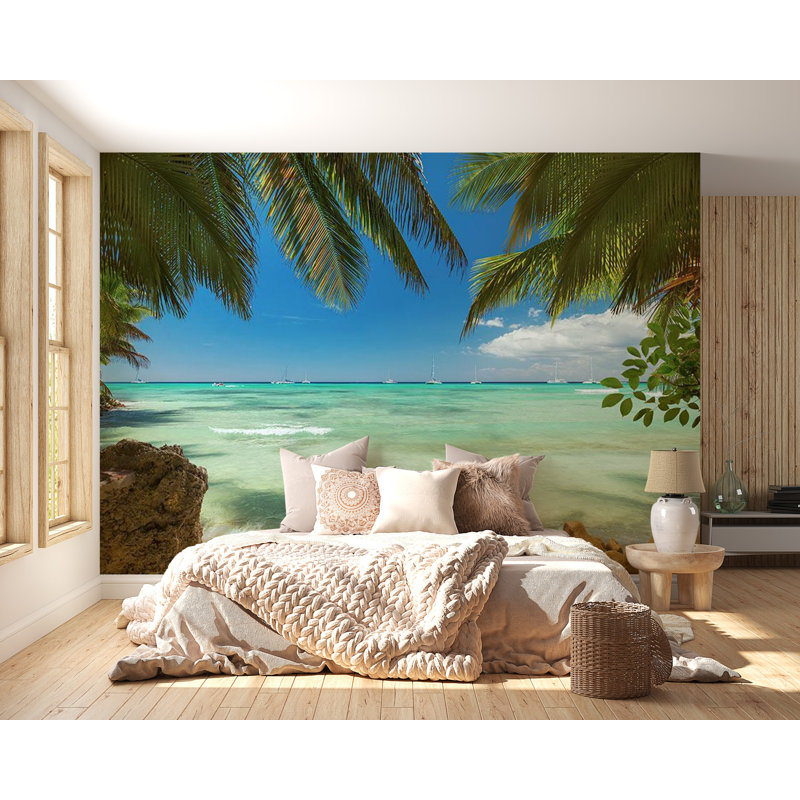 Murale Alyca se détendant sur la plage, L 115 po x L 82 po