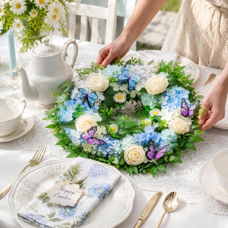 Couronne d'hortensias 20 pouces pour porte d'entrée