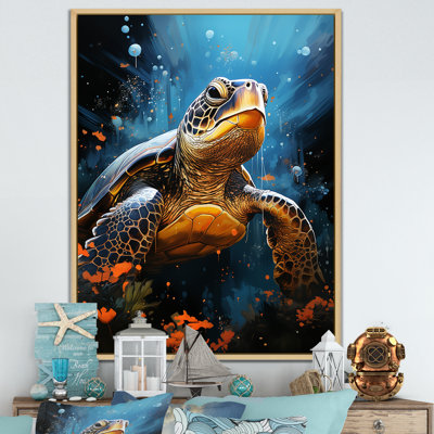 «Curious Underwater Sea Turtle IV», reproduction sur toile