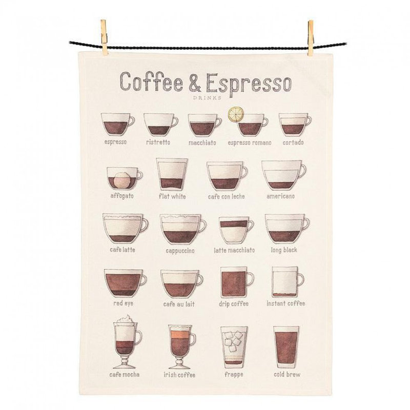 Coffee & Espresso Drinks Kitchen Tea Towel