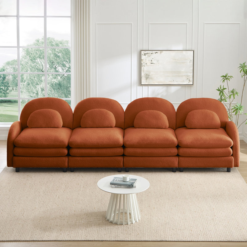 Canapé 4 places Teddy, H 35,41 po x l 129,11 po x P 33,81 po, Orange