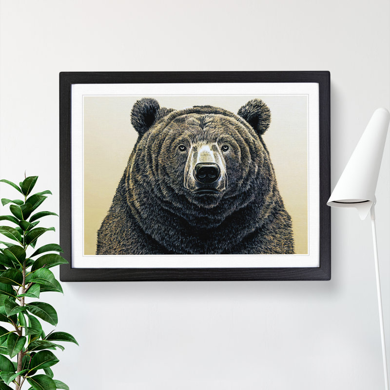 Outstanding Bear - Single Picture Frame Print, 46cm H x 64cm W x 2cm D, Black