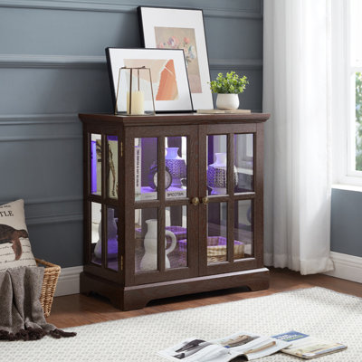 Vitrine à DEL avec tablettes réglables, armoire de rangement au design rétro