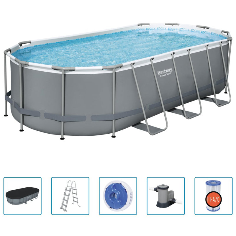 VidaXL Steel Hard Sided Pool, 216.1" L x 107.8" W x 48" H
