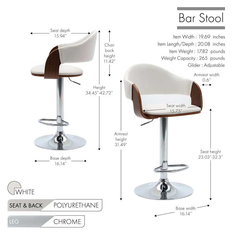Tabouret de bar Claireville, Blanc