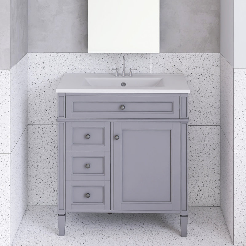 Meuble-lavabo de 30 po avec lavabo supérieur et tiroir basculant, 30", Vert