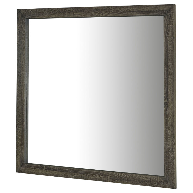 Miroir de commode rectangulaire Reay, design en verre plat, bois de chêne brun