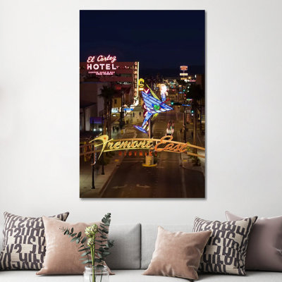 Neon Casino Signs Lit Up At Dusk, El Cortez, Fremont Street, The Strip, Las Vegas, Nevada, USA - Wrapped Canvas Print