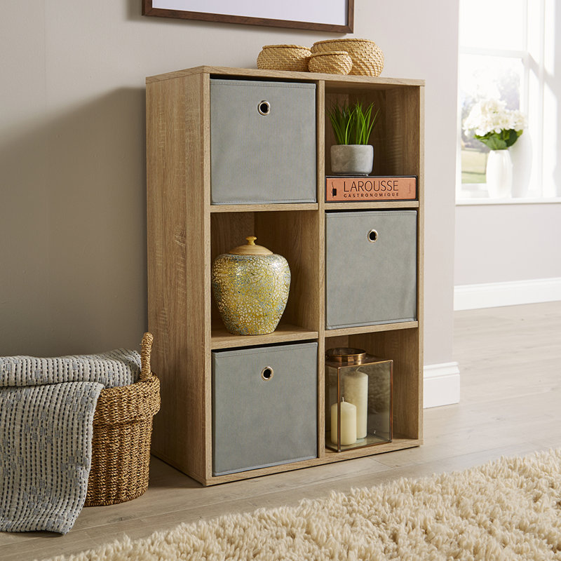 Steinberg 6 Cube Storage Bookcase Unit, Oak