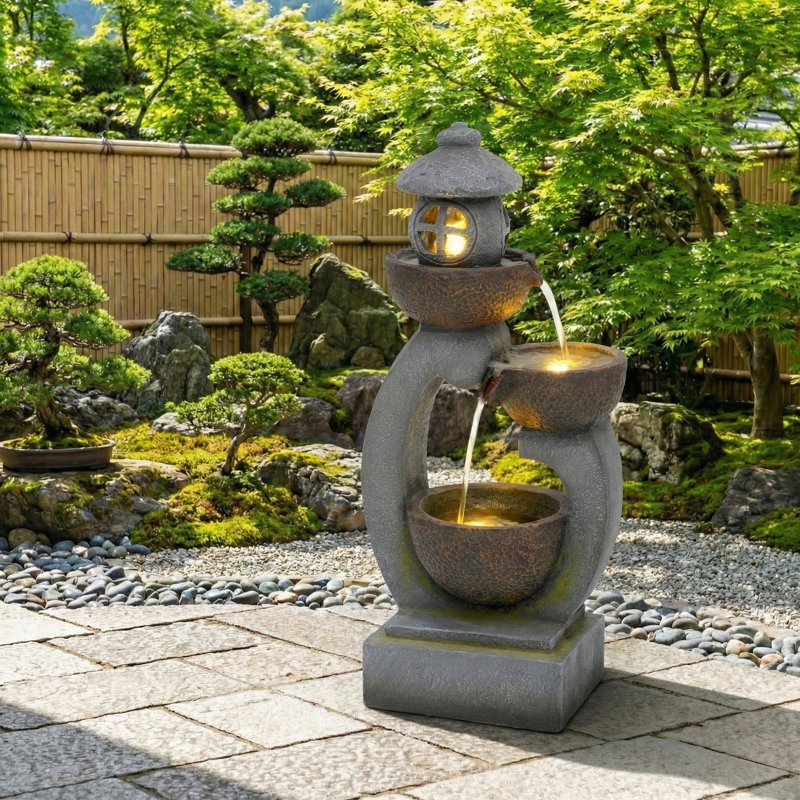 Outdoor Fountain with Lights