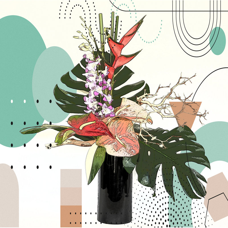 " Boho Floral 51 ", 16" H x 16" W x 1.5" D