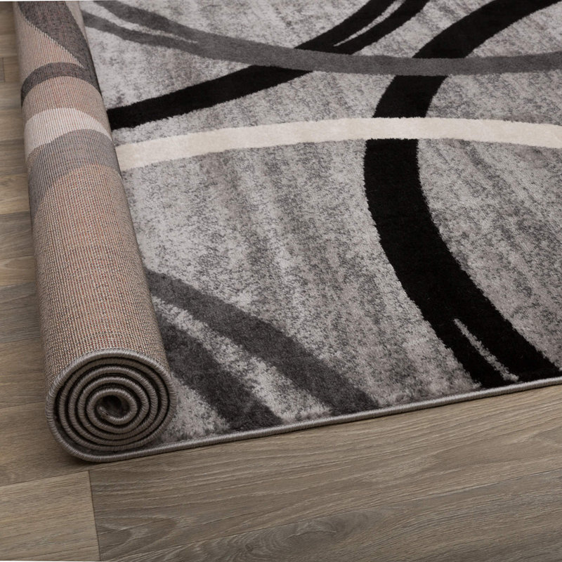 Tapis à motif géométrique Arnaldur, Gris, Carré 6 pi 6 po