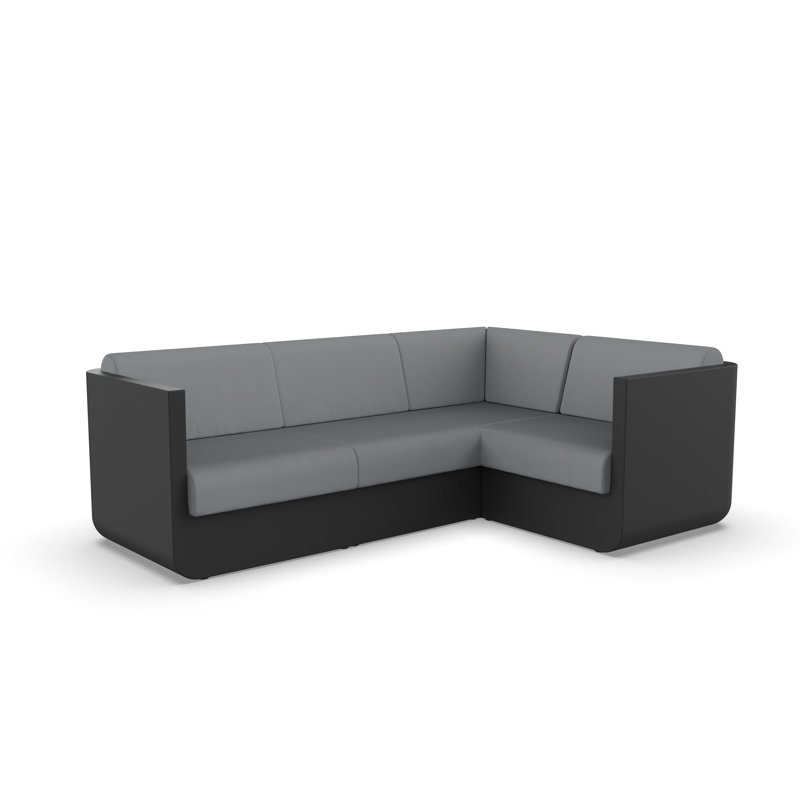Ulm 94" Wide Outdoor U-Shaped Patio Sectional with Cushions, Nautical Taupe, Black