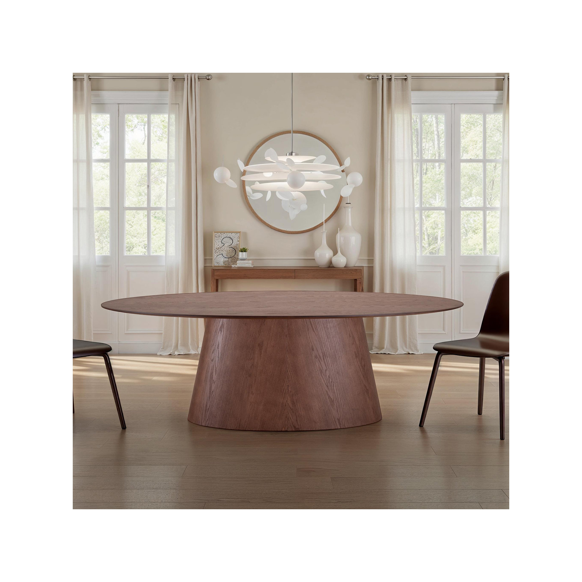 Nisrine 86" Oval Dining Table, Brown