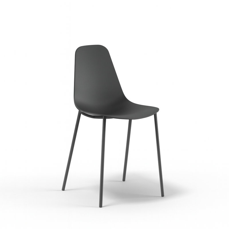 Hearne Stacking Patio Dining Side Chair, Black