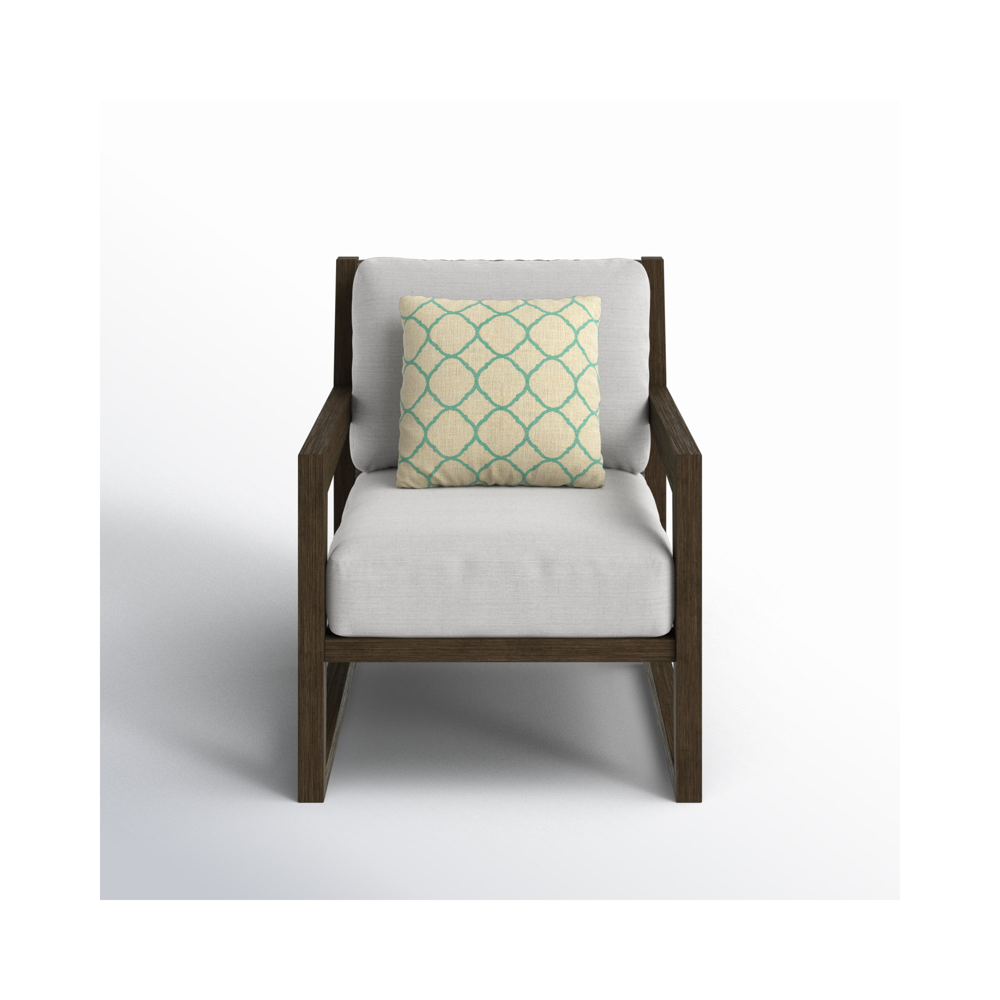 Norrell Outdoor Lounge Chair with Cushions, 	Light Gray/Light Brown
