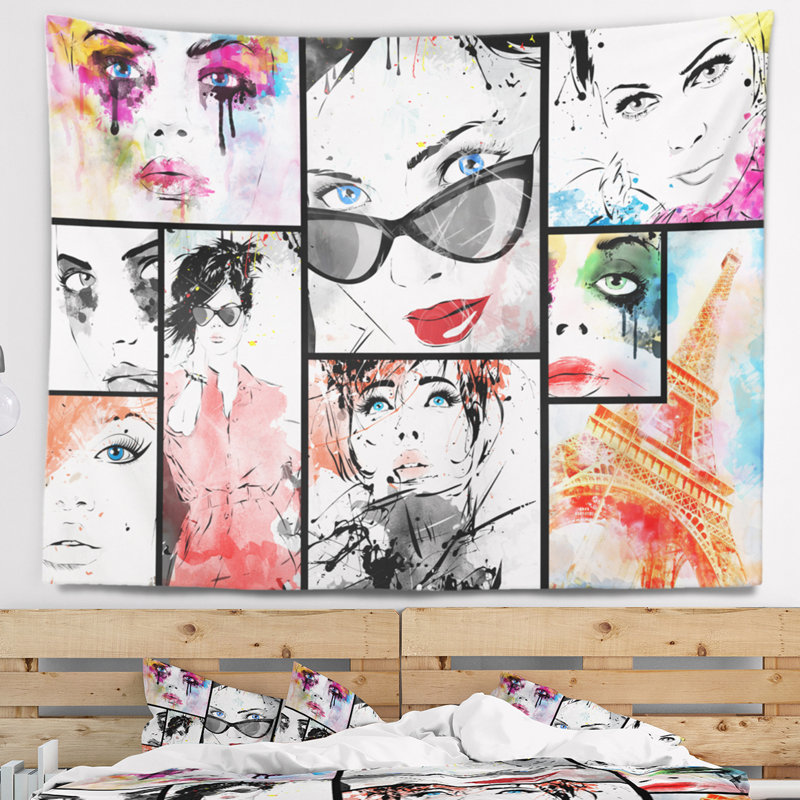 Abstract Polyester Tapestry, 32" H x 39" W