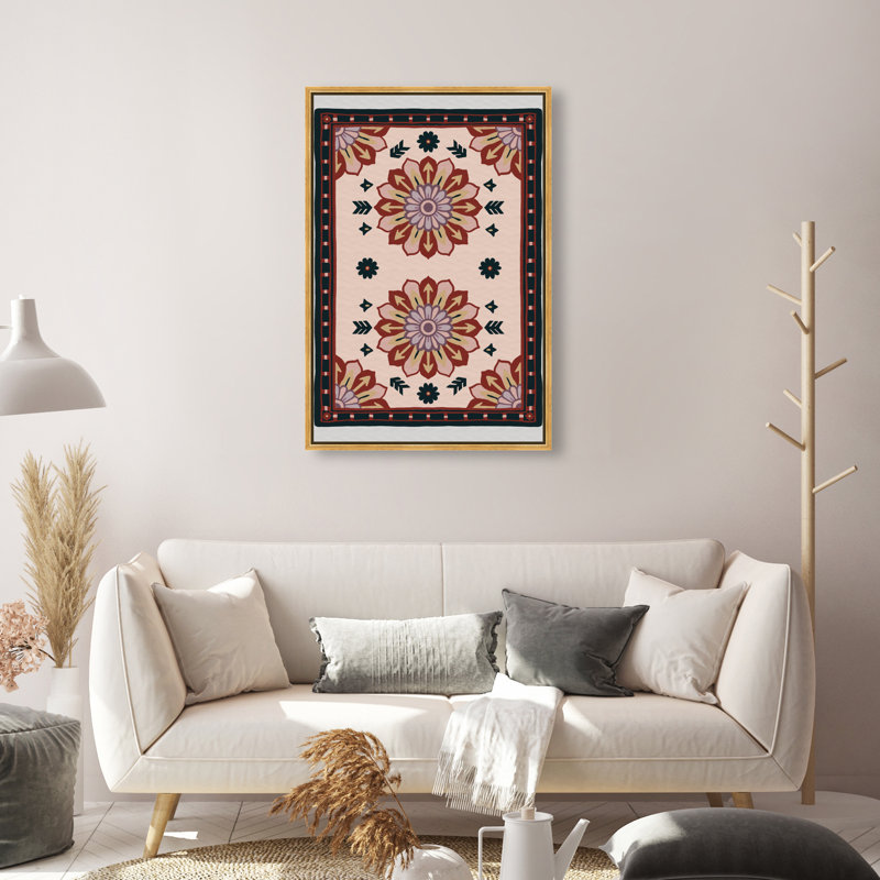 Midnight Damask Canvas Floral & Botanical Print by Oliver Gal, Black Frame, 10 x 15, 25"H x 17"W, Gold Floater Frame
