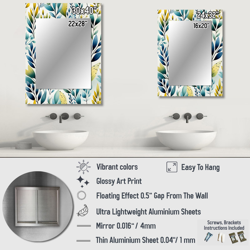 Ardent - Modern Wall Mirror, 40 po x 30 po