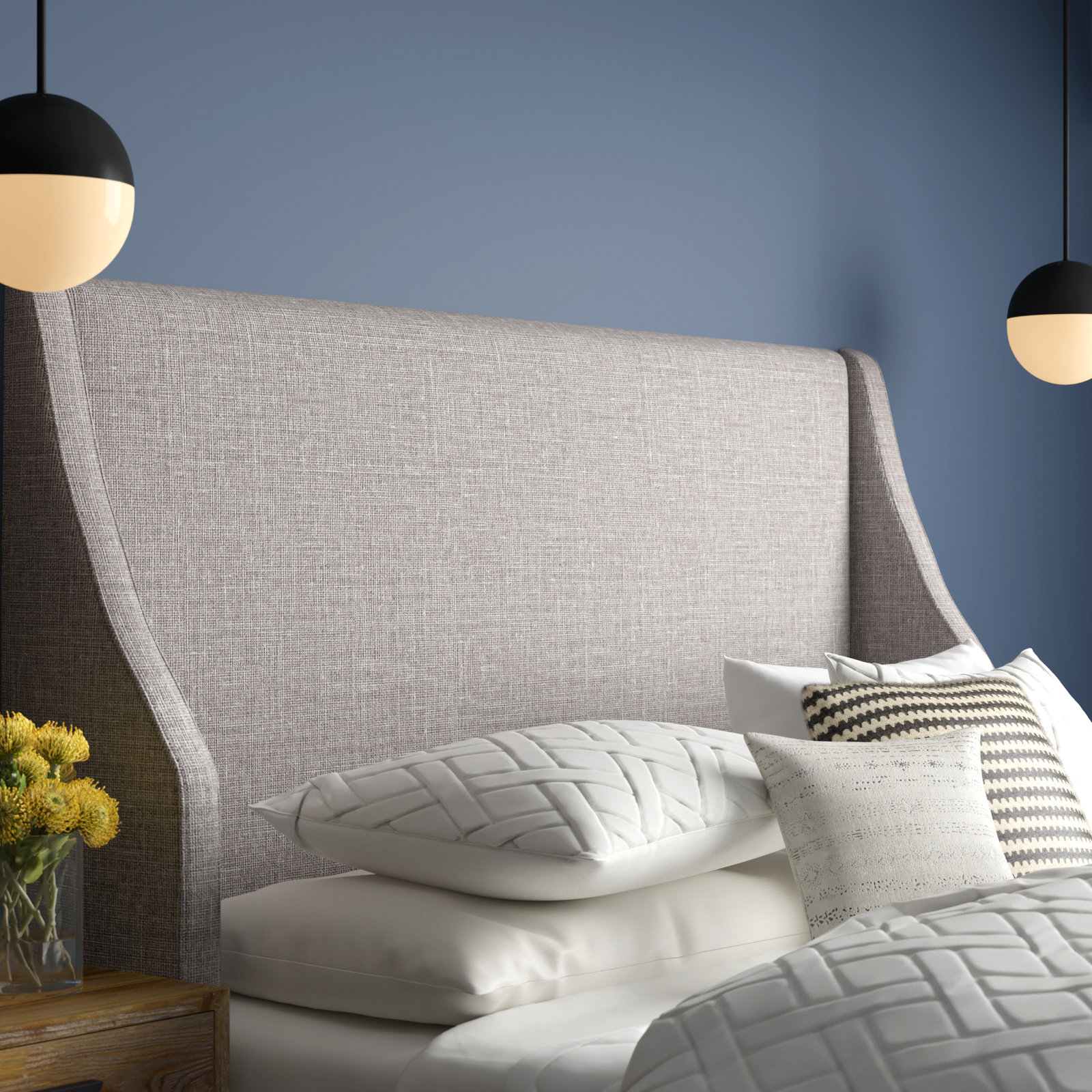 Riane Upholstered Headboard, California King, Zuma Pumice Textured Linen