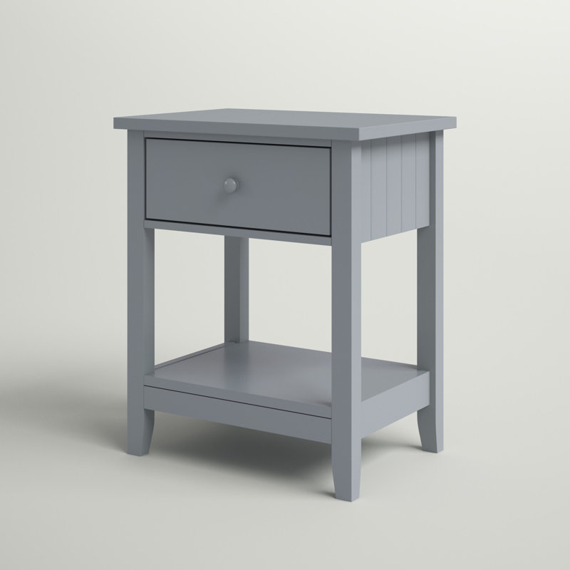 Atila End Table, 2-Tier Side Table With Drawer And Storage Shelf, Modern Beside Table For Bedroom, Living Room, Gray