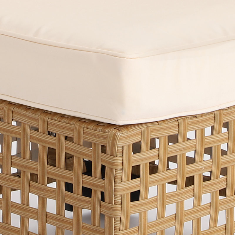 Ensemble de conversation d'extérieur modulaire en rotin 7 pièces avec coussins - jaune / beige, Yellow/Beige