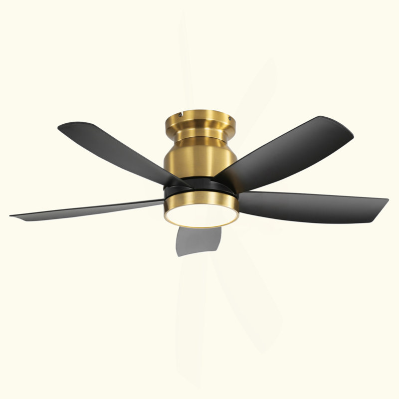 Ventilateurs de plafond encastrés de 42 pouces avec lumière DEL 22 W et 5 pales de ventilateur ABS télécommandées pour patio de chambre à coucher