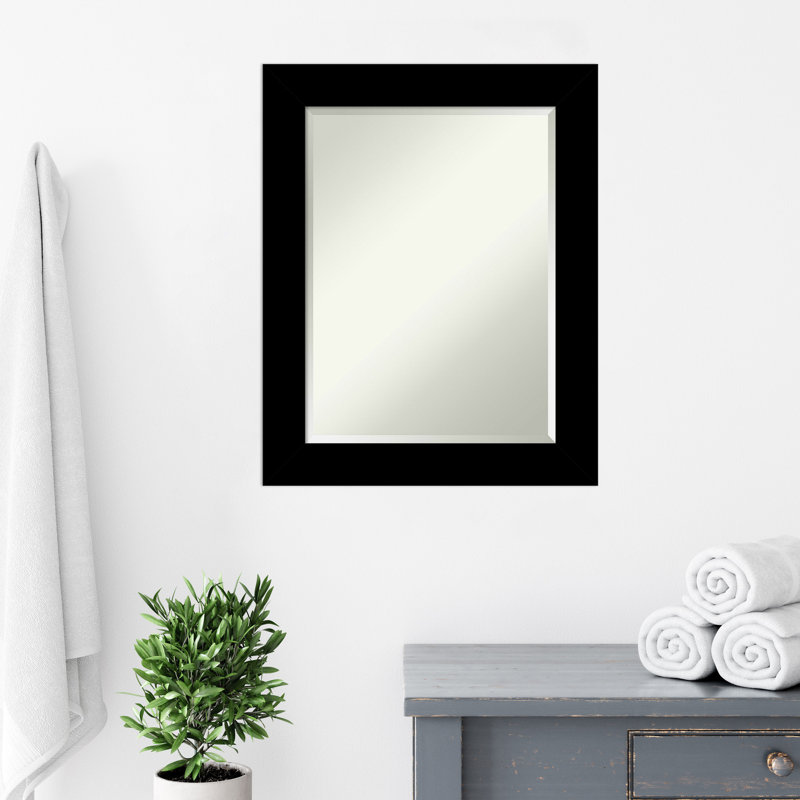Miroir mural en bois, Noir, 29,5 po x 23,5 po