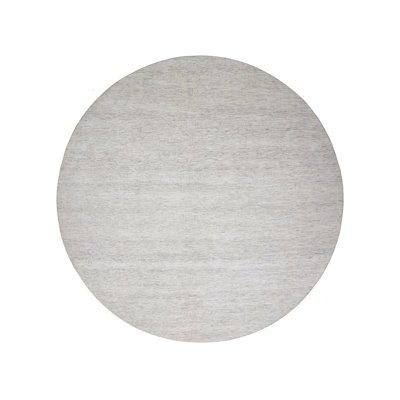 Tapis oriental rond en laine noué à la main gris 11 pi 10 po x 11 pi 10 po - MOA10279776