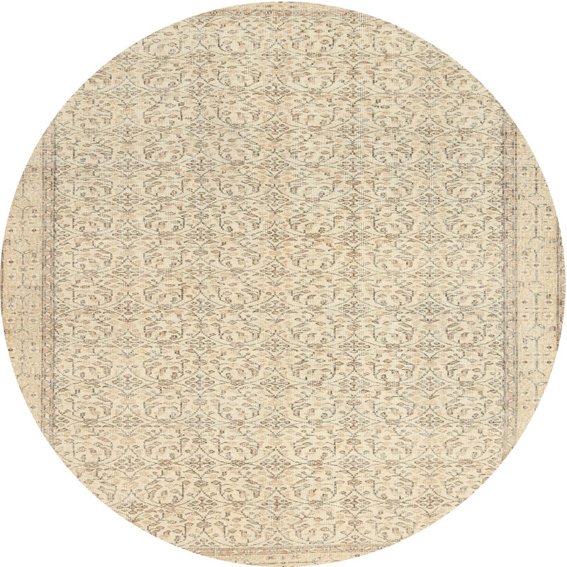 Tapis beige contemporain, Rond 6 pi