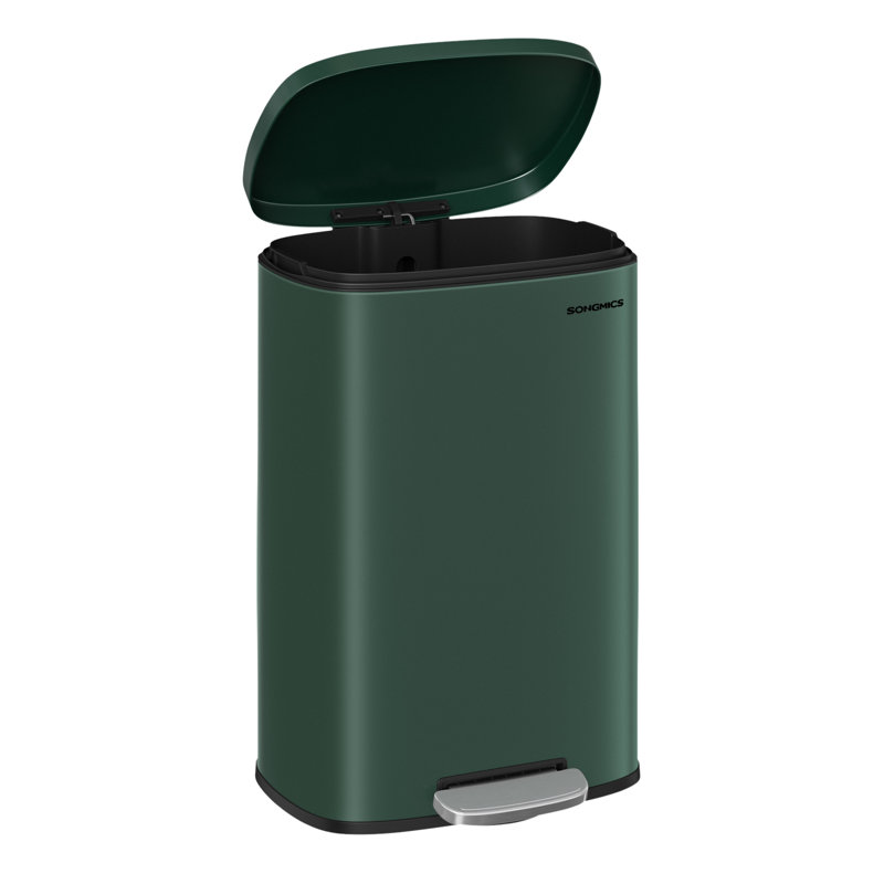 Stainless Steel Step On Fingerprint-resistant Trash Can with Back Handle, Retro Green, 13 Gal
