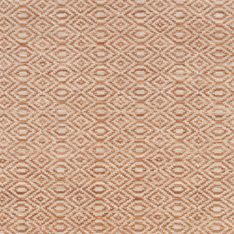 Tapis orange/beige en laine noué la à la main geometric Thuy, Rectangle 2 pi x 3 pi