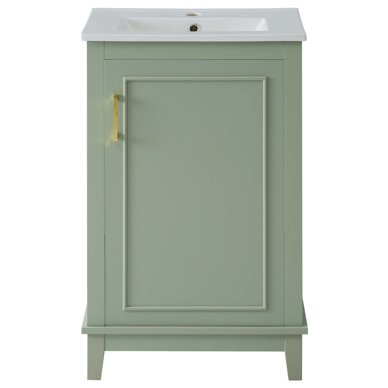 Petit meuble-lavabo moderne de 20 pouces avec lavabo en céramique, Vert