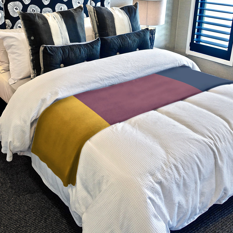 Portland Quilted Throw Blanket, 62.5" W x 82.5" L, Cleveland Gold/Wine/Navy Blue